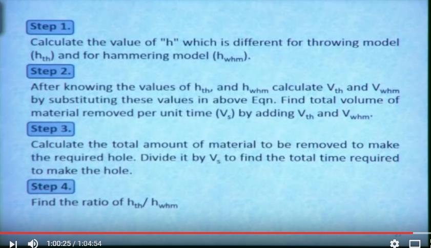 This step 1 this calculate the value of h which is different for throwing model and hammering model.