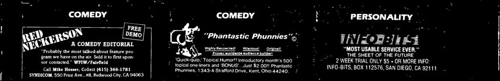 Illinois 60606-7095 "Phntstic Phunnies' Highly Respected! Hilrious! Originl! Proven worldwide udience builder! 'Quick- quip,' Topicl Humor!