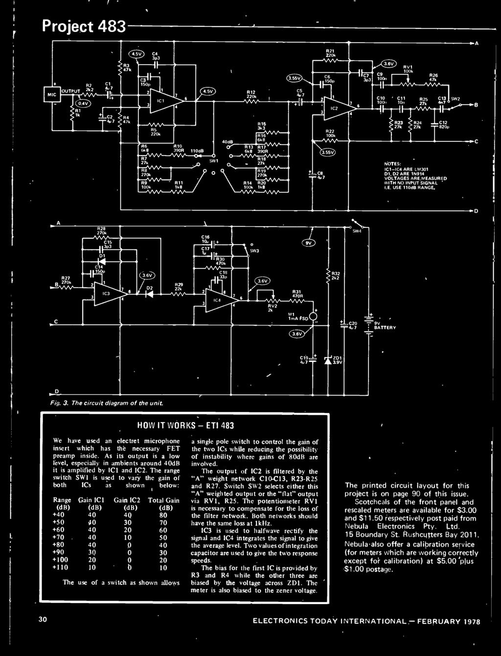 6V SW4 S R32 2k2 ác20 4u7 9V BATTERY C19ó 41,7 ZD1 19V D Fig. 3. The circuit diagram of the unit.
