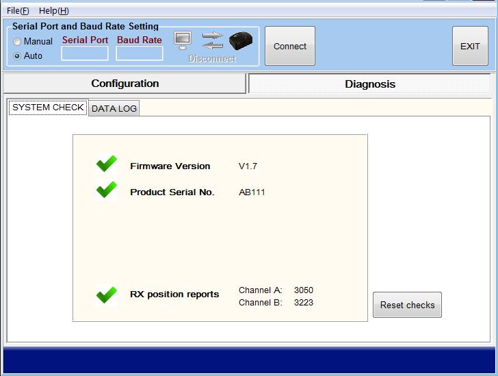 3.2.3 Diagnosis The Diagnosis tab has two submenus, System Check and Data Log.