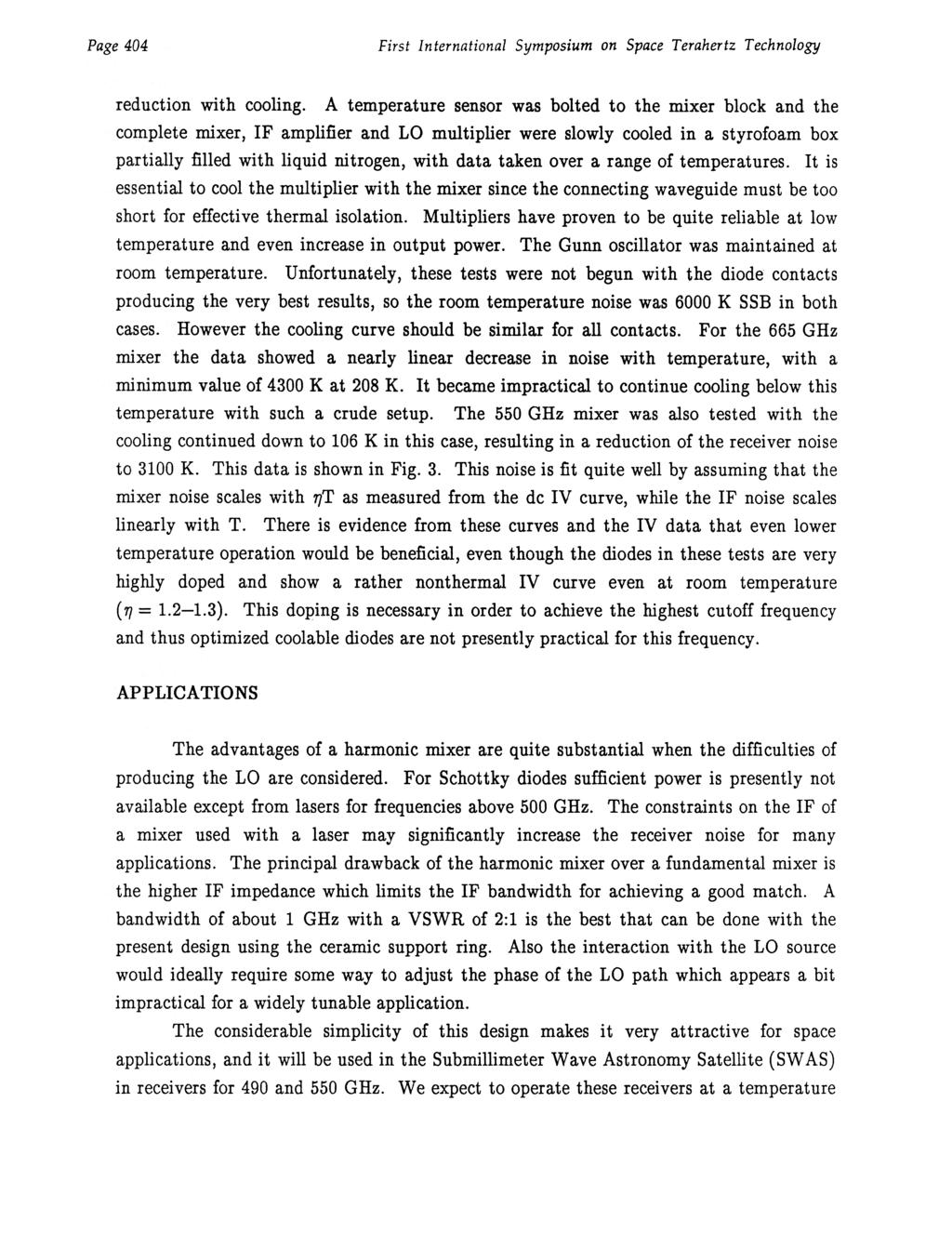 Page 404 First International Symposium on Space Terahertz Technology reduction with cooling.