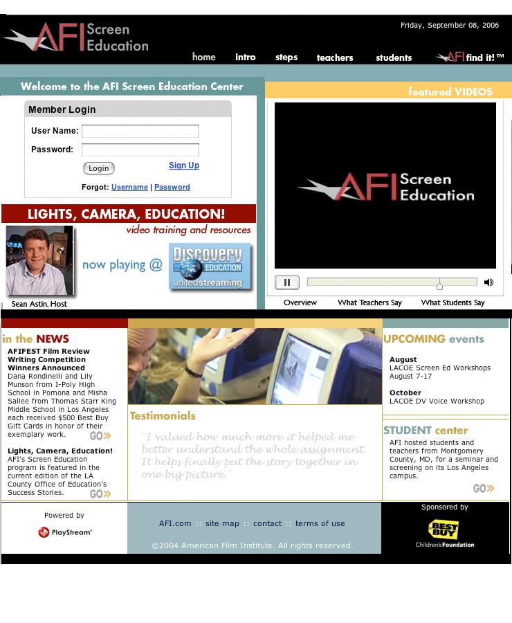 classroom. We now invite you to explore the AFI Screen Education "digital hub" at AFI.edu.
