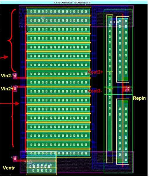 Figure 2.31 One Delay Cell Layout Using the layout shown above in Figure 2.