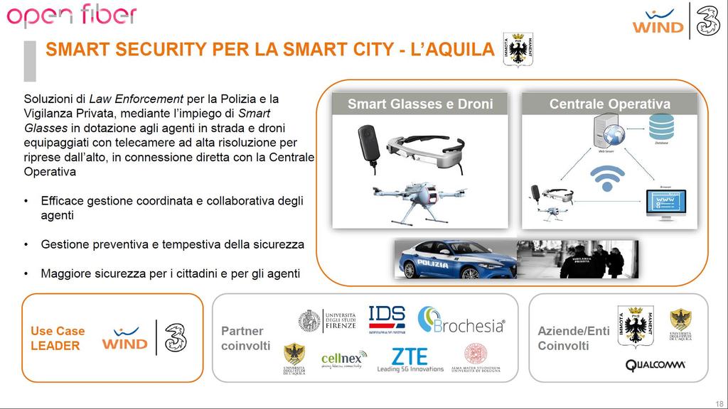 SMART SECURITY FOR THE SMART CITY L AQUILA Law enforcement soultions for Police and Privat e Security through the utilization of smart glasses and drones equipped with high resolution cameras.