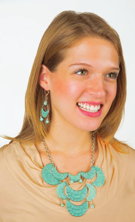 LEARNING CURVE A go-big statement necklace like this one (with matching earrings) is easy to DIY.