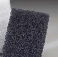 One side blue polyester foam to wipe away residue. Toss when melamine is degraded.
