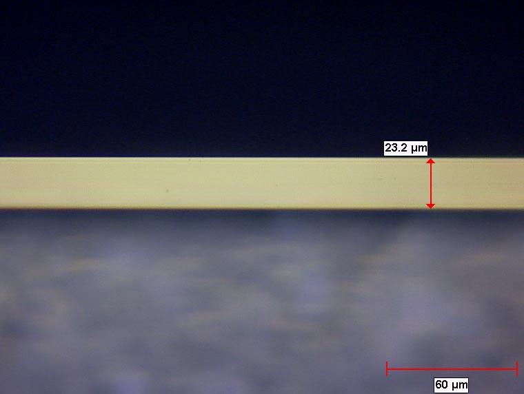 Note: While thinning the sample with 0.5 µm DLF, eventually the front edge will thin to a point where it will no longer be possible to measure the thickness.