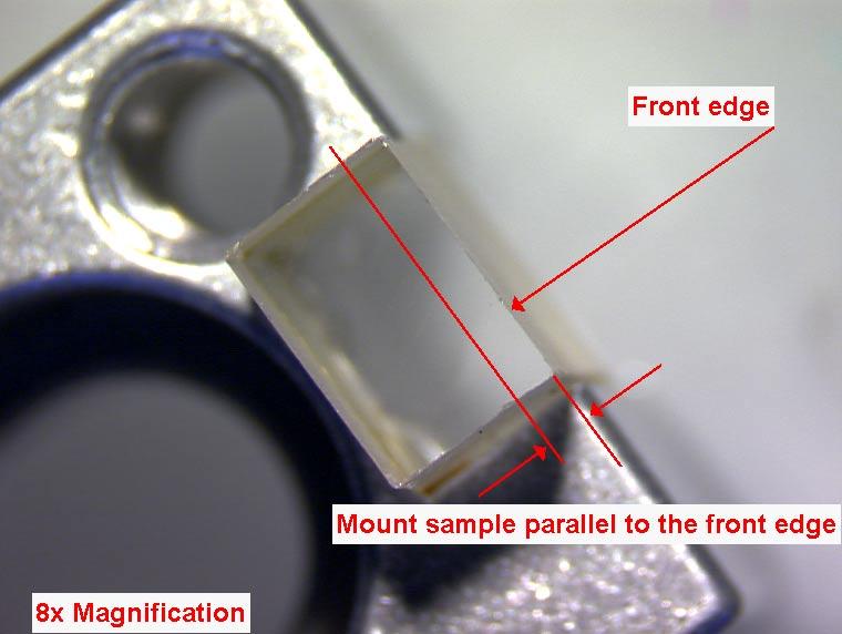 Glue method: Loc-Tite 460 is recommended for mounting the sample using this method.