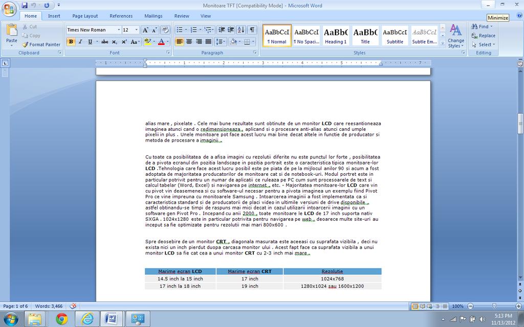 Pagina 6 Office Microsoft Office Excel 2010): sunt conţinute în ferestrele de aplicaţie şi nu pot fi mutate în afara acestora; afişează conţinutul documentului cu care lucrează aplicaţia. 4.