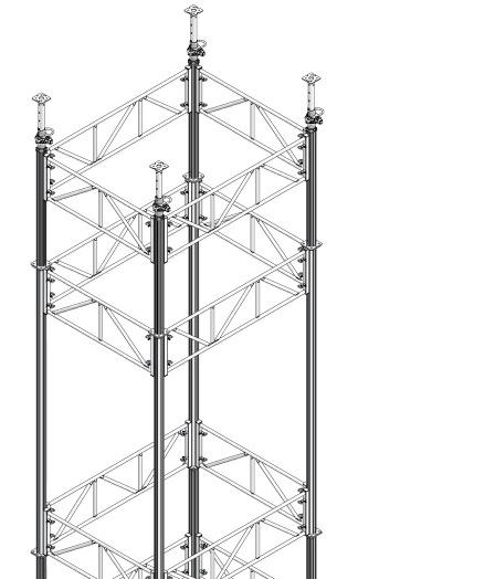The third level of frames is placed at the highest possible position on the top MEP 450. Fig. 11.1 Fig. 11.2 MEP 300 Ext. 360 MEP 300 Fig. 11.2 Eight (8) MEP 300 and four (4) MEP extensions 360 joined with sixteen (16) MEP frames.