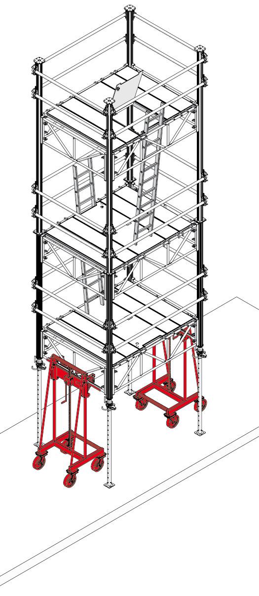 Shoring System Stripping You can now manually pull the towers one by one out under the concrete slab. As an alternative and by using lift trucks, you can move the towers in groups.