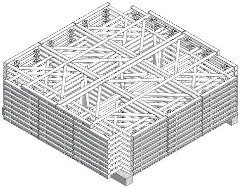 Shoring System Storage and transport Frames/Platforms MEVA uses square timbers 7 by 7 cm for