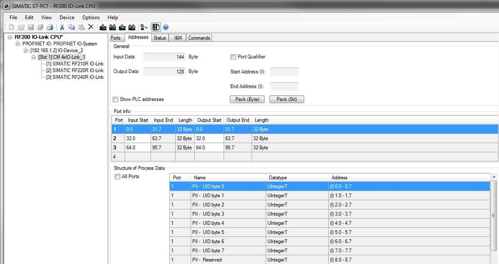Commissioning and parameter assignment 5.2 Parameter assignment of the IO-Link system 3. Change to the "Addresses" tab to check the addresses that have been set.