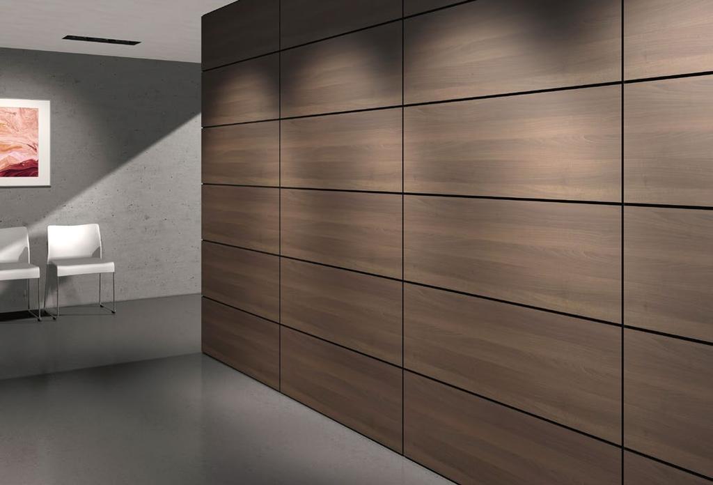 4 Applications 4.1 Wall cladding Thanks to its robustness and suitability for everyday use, EGGER compact laminate is particularly well suited to interior wall panelling applications.