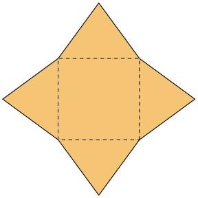 15. Which geometric solid can be made by folding the net shown below along the dashed lines? A. Cube B.