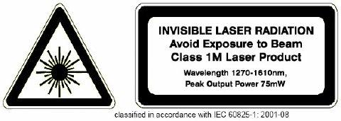 Safety Information All versions of this laser are Class 1M laser products per IEC 1 /EN 2 60825-1:2001-08. Users should observe safety precautions such as those recommended by ANSI 3 Z136.