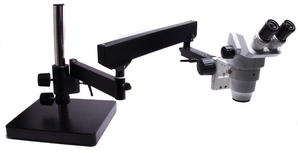 1 The articulating arm boom stand is shown with a 502009 focus mount and a PZMIII stereo microscope head (both sold separately).