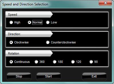 Chapter 7 : Continuous rotation Selecting Continuous Rotation allows you to make the turntable rotate. You can also determine turntable speed and rotation direction.