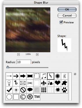 images. Figure 1.12 Here are the three new blur filters. On the left, the Box Blur filter. In the middle, the Surface Blur filter. And on the right, the Shape Blur filter.