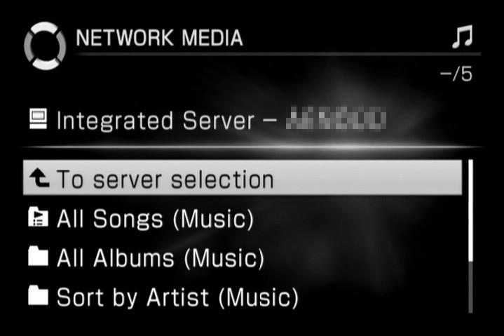 Accesaţi meniul Option şi selectaţi [Mode switch] (Comutare mod) [Playlist] sau [Server tree] (Arbore server).