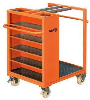 Trolley for clamping equipment No. 6470 Trolley for clamping equipment without clamping equipment and without holders. Rugged steel housing, storage compartments designed with rubber mats.