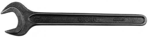Accessories DIN 894 Open-ended spanner, single-ended Special steel forging, jaws machined, angle of jaws 15, hardened and phosphated. * Size to old DIN standard.