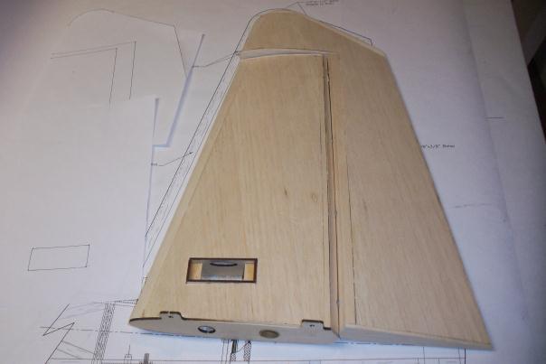 True up the edges by sanding. Cut the control surface inner and outer 1/8 balsa plates then the hinge surfaces.