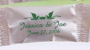 Gourmet Chocolate Mints Wedding Packaging (Bells, Names, Date) Layo Gourmet, Chocolate Mint, Candy, Wedding Package, Name, Date, Layout G, Bell Colors: Green Candy, Yellow Candy, Pink Candy, White