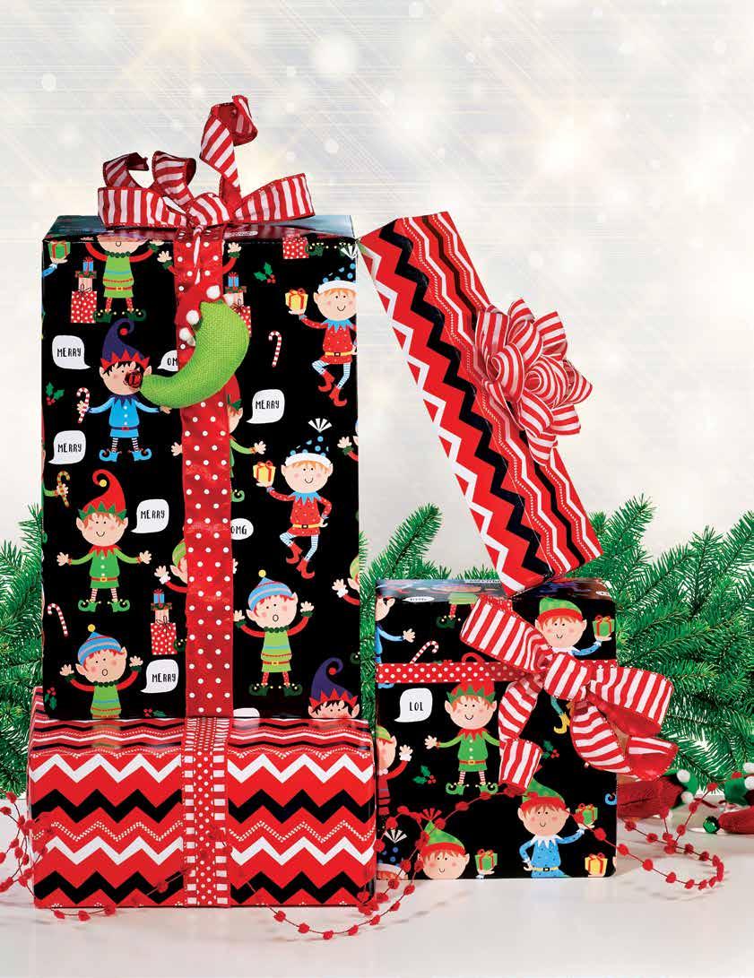 Reversible Roll Wrap Papel de regalo Texting Elf 8374 44 sq.