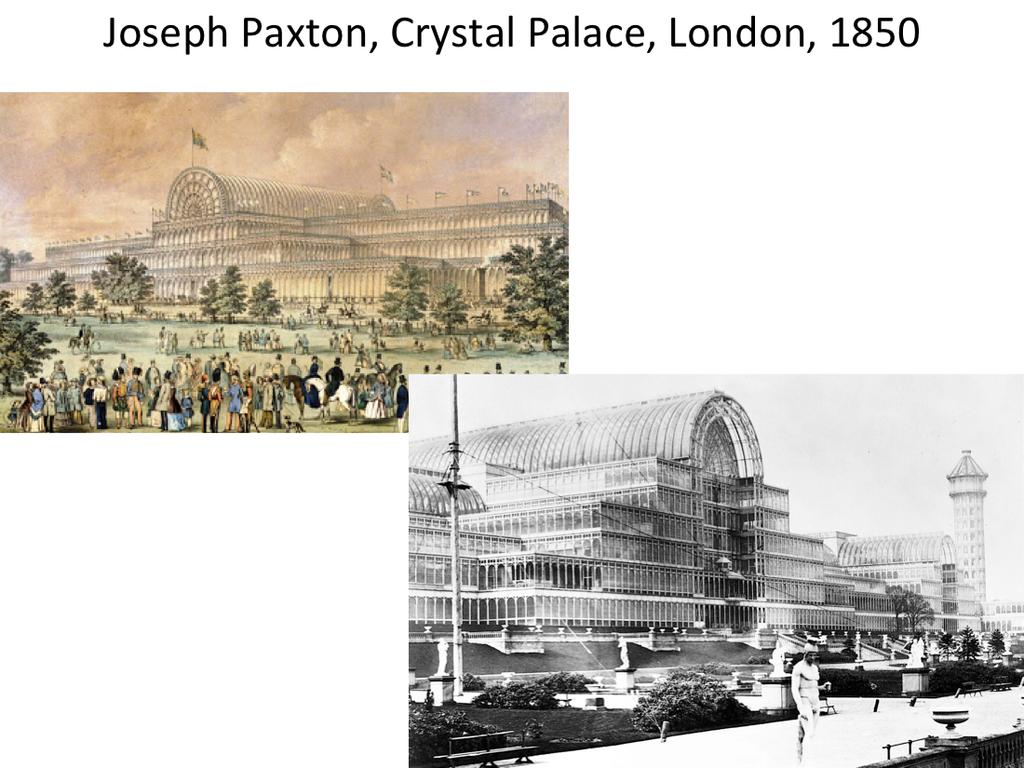 The crystal palace is a testament to industry and innovaeon during the industrial revolueon, Steel became available amer 1860 as a building material that would enable architects to create new designs