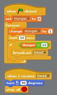 on to feed it. This will reset hunger back to zero. Extension Task Try adding these features: 1.