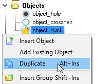Now right click the object_duck and Duplicate it This will make a new object