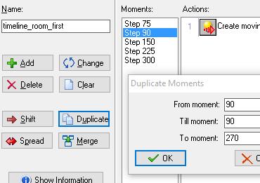 Duplicate step 90 to moment 270 There will be two bullet targets to shoot per round of the timeline.