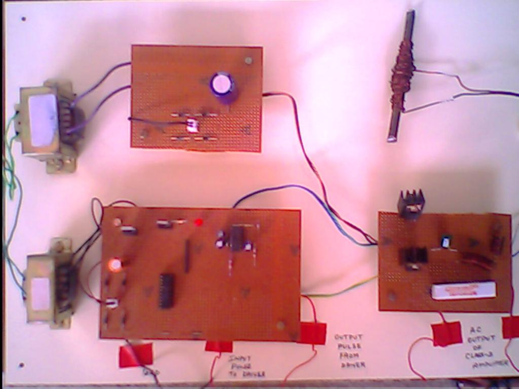 Top view of the hardware is shown in fig.7.a.the hardware consist of control board and power board. The pulses are generated using microcontroller.