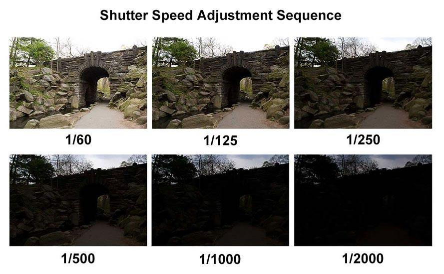 Figure 2.6. With ISO and aperture remaining constant, this sequence shows how exposure is affected by shutter speed adjustments.