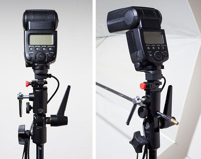 Light stand setup showing the flash mounted to the flash trigger