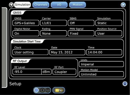 On both GPSG-1000 units Setup screen select he Simulation tab. Set the Simulated Start Time fields to the same values.