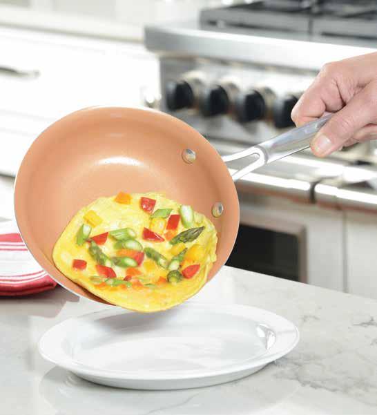 3104 3104 Red Chef-Pro Non Stick Pan - 8 Chef Rojo-Pro No Stick Pan - 8 Copper-infused fry pan includes a highheat-resistant, PFOA and PTFE-free, scratch-resistant ceramic coating that will