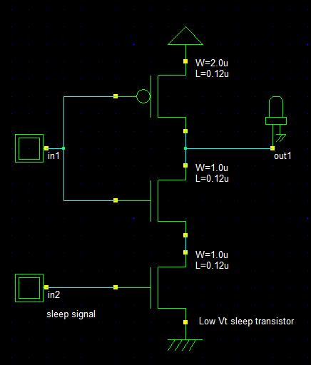 network. Whenever circuit is in the static position then sleep transistor input becomes zero.