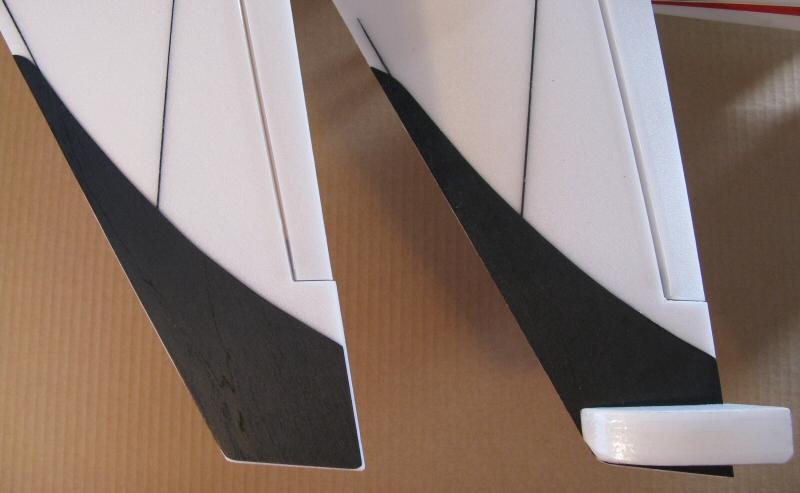 This photo shows the wing braces epoxied to the bottom of the wing. We chose to paint all the wood pieces black.