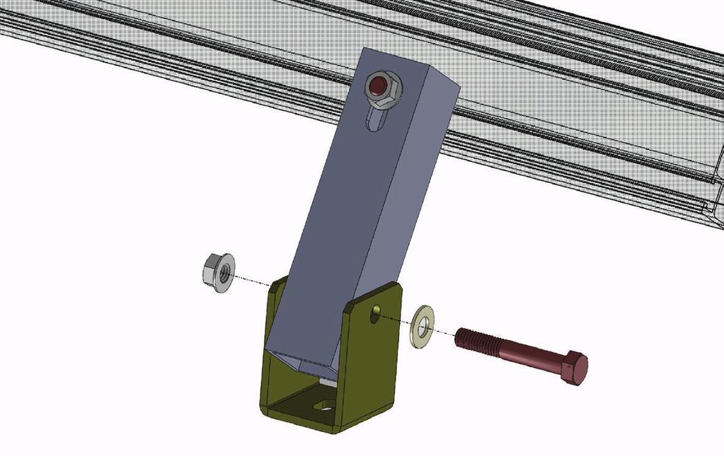 sliding bolts into the 3/8 channel (shown in same Installation Manual). Leave nut finger tight to assist in aligning with U-foot previously attached on roof.