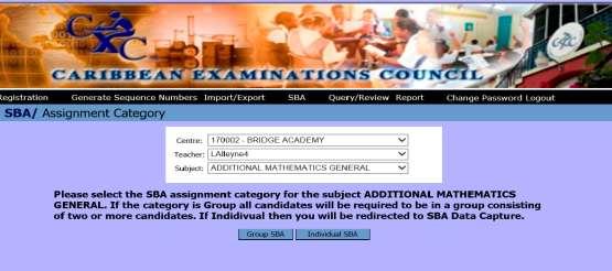 The SBA Assignment Category Screen at Figure 6 is displayed.