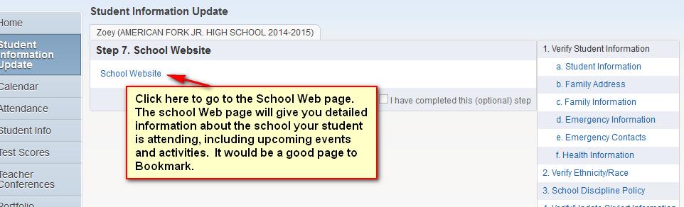 BE SURE YOU CHECK THE BOX WHEN YOU HAVE COMPLETED THIS STEP THE NEXT FEW STEPS ARE SCHOOL RELATED.