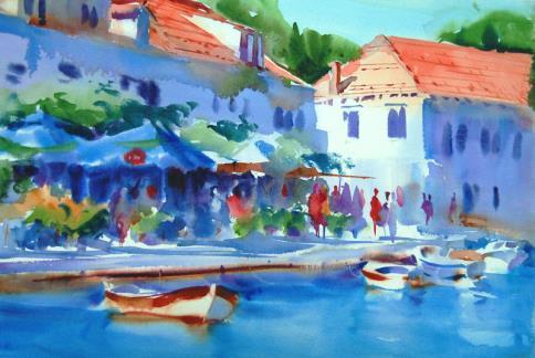 Tom Francesconi aws,nws,twsa Watercolor Impressions Cavtat Harbor Walk NEWS!