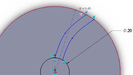 13. Draw an additional circle that coincides with the outer boundary of the disk (0.