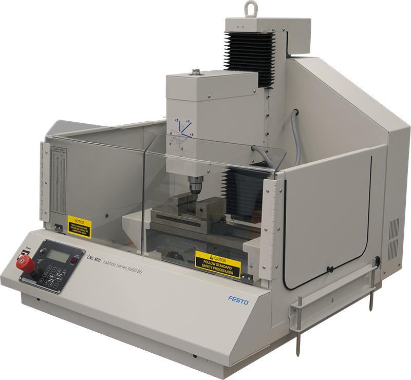CNC Mill (Heavy Duty) 5600-B0 The CNC Mill can machine pieces of soft materials such as plastic and wax, as well as harder materials such as aluminum, mild steel, and brass.