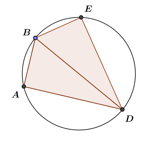 Exercises 1. ΔABD was reflected across diameter BD to create kite ABED. Find the measure of the following angles if m ADB= 40. a. m BDE b. m BAD c.