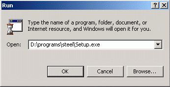 thus the installation does not start automatically. In this case, start the Advance setup program with the command Run.