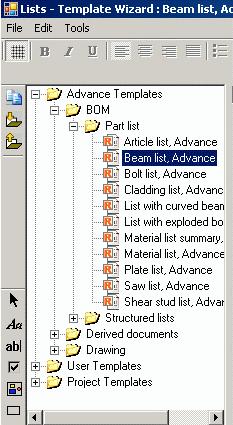Creation of structured BOM Start the Advance List Template Wizard by the Bom extract icon in the Sub BOM flyout of the Advance main-toolbar Listing & checking.