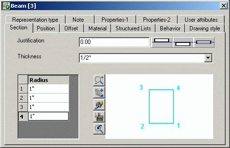Place a coordinate system with the X/Y-plane in the required plate plane. Click the button from the Sub Beams flyout of the main toolbar Create objects.